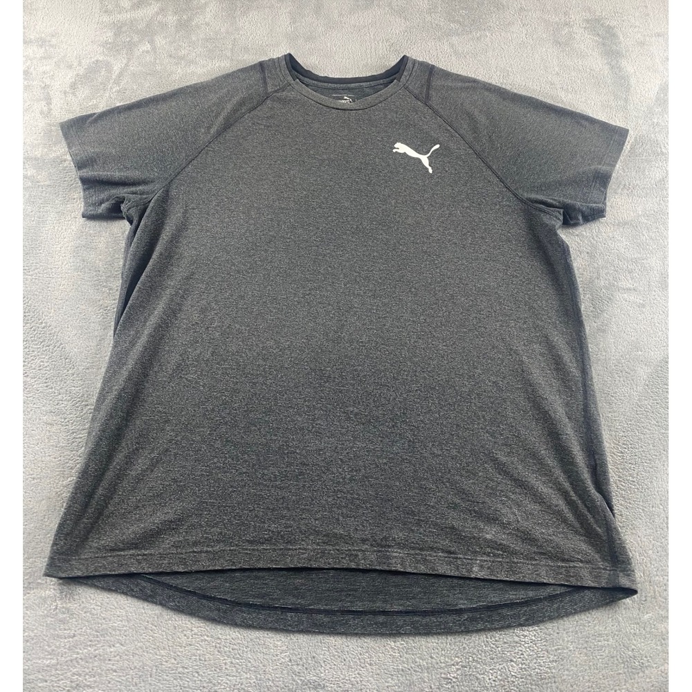 Puma Mens XL Gray‎ Heather Short Sleeve Raglan Athletic Training T-Shirt Logo